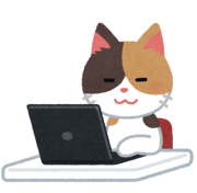 パソコンする猫